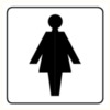 Pictogramme toilettes pour femmes 150x150mm Vinyle autocollant blanc/noir